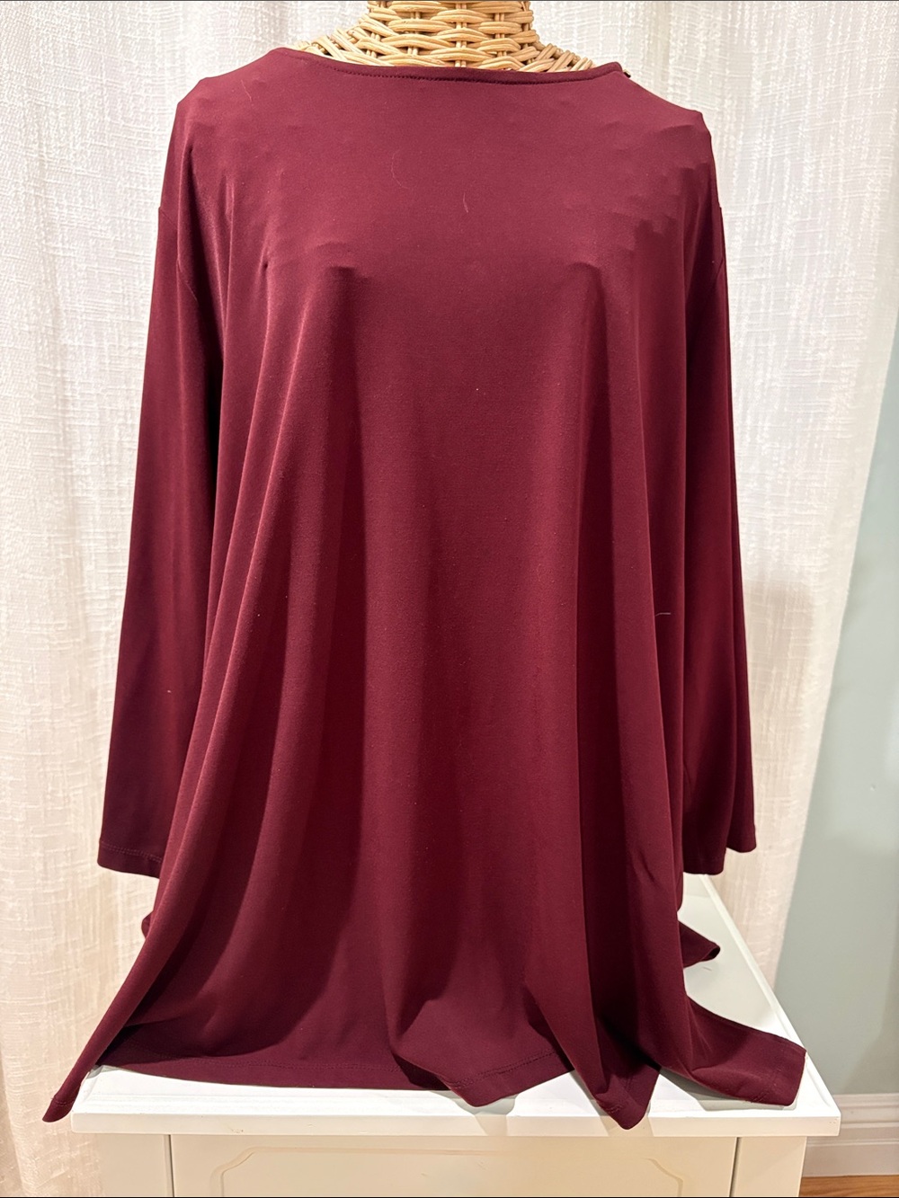 Susan Graver 3/4 Sleeve tunic in Burgundy
